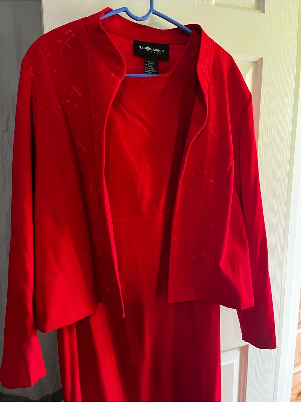 Sag Harbor Bright Red Dress with Coordinating Jacket nwt 2pc set size 14